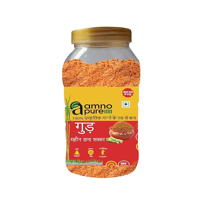 Jaggery Powder fine filtered Natural Sugarcane Amno Pure -Pet Jar 900G Pack