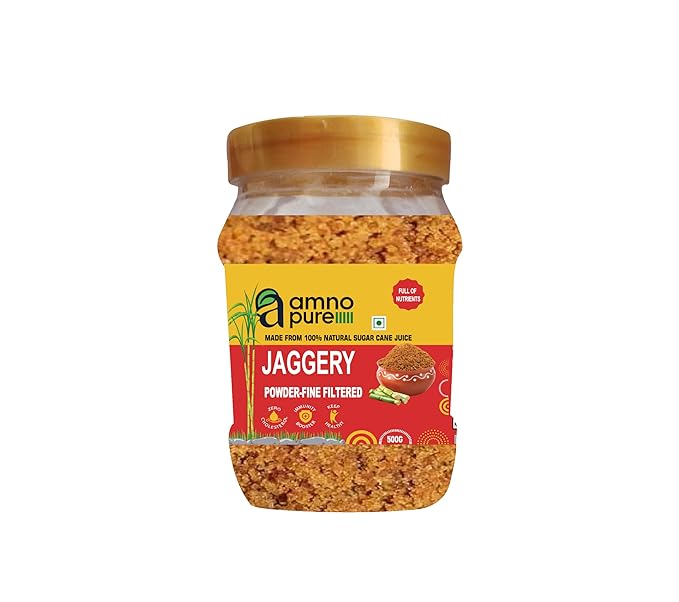 Jaggery Powder fine filtered Natural Sugarcane Amno Pure -Pet Jar 500G Pack