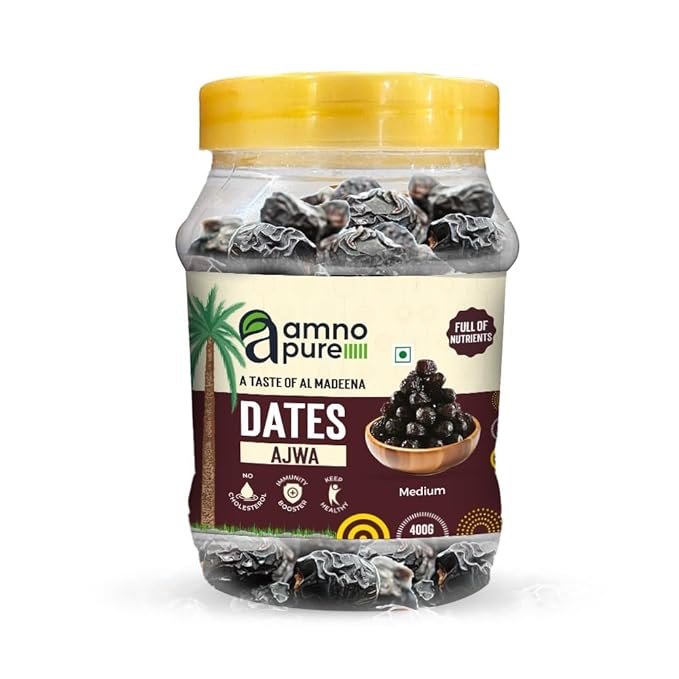 Date Ajwa Medium Natural Soft Amno Pure- Pet Jar 400G Pack