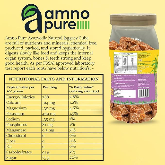 Jaggery Soft Pearls/Komal Moti- Natural Sugarcane Amno Pure -Pet Jar 500G Pack