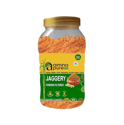 Jaggery Powder filtered Natural Sugarcane Amno Pure -Pet  Jar 900G Pack