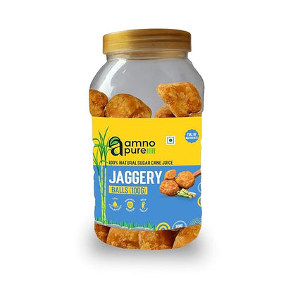 Jaggery ball 100G Natural Sugarcane Amno Pure -Pet Jar 900G Pack