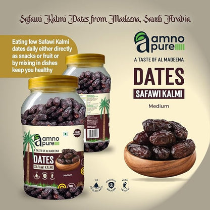 Date Safawi Kalmi Medium Natural Soft Amno Pure -Pet Jar 800G Pack