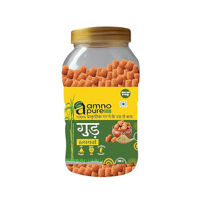 Jaggery with Cardamom  10G Cube natural Sugarcane Amno Pure - Pet Jar 900G Pack