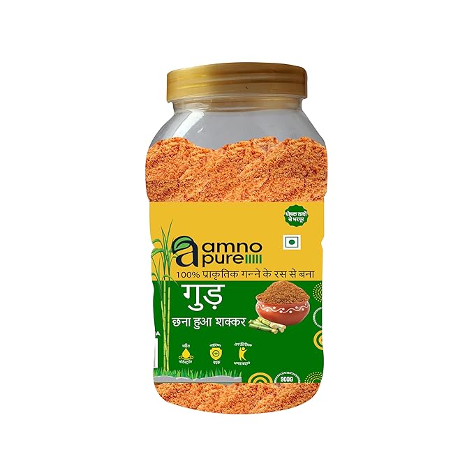 Jaggery Powder filtered Natural Sugarcane Amno Pure -Pet  Jar 900G Pack