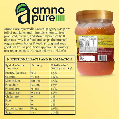 Jaggery  Syrup Natural Sugarcane Amno Pure -Pet Jar 900G Pack