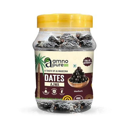 Date Ajwa Medium Natural Soft  Amno Pure- Pet Jar 400G Pack