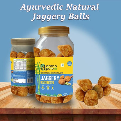 Jaggery ball 100G Natural Sugarcane Amno Pure -Pet Jar 900G Pack