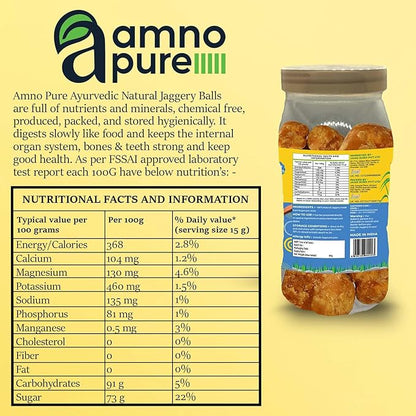 Jaggery ball 100G Natural Sugarcane Amno Pure -Pet Jar 900G Pack