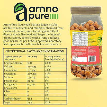 Jaggery Cube 100G Natural Sugarcane Amno Pure -Pet Jar 900G Pack