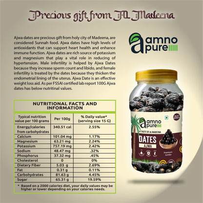 Date Ajwa-Premium Jumbo Natural Soft Amno Pure -Pet Jar 850G Pack