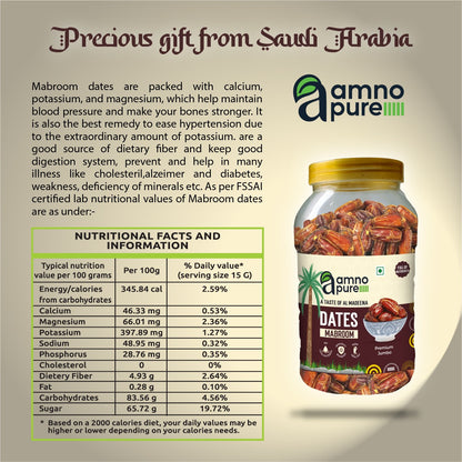 Date Mabroom Premium Jumbo Natural Soft  Amno Pure -Pet Jar  800G Pack