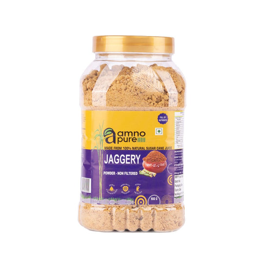 Jaggery Powder non filtered Natural Sugarcane Amno Pure -Pet  Jar 900G Pack