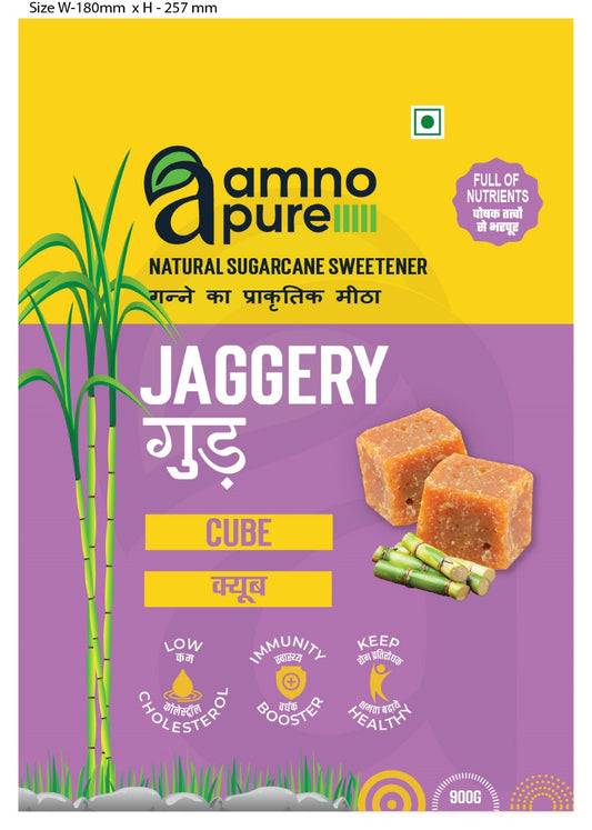 Jaggery Cube Natural Sugarcane Amno Pure -Pouch 900G Pack
