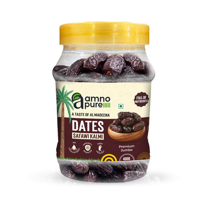 Date Safawi Kalmi Medium Natural Soft  Amno Pure -Pet Jar 400G Pack