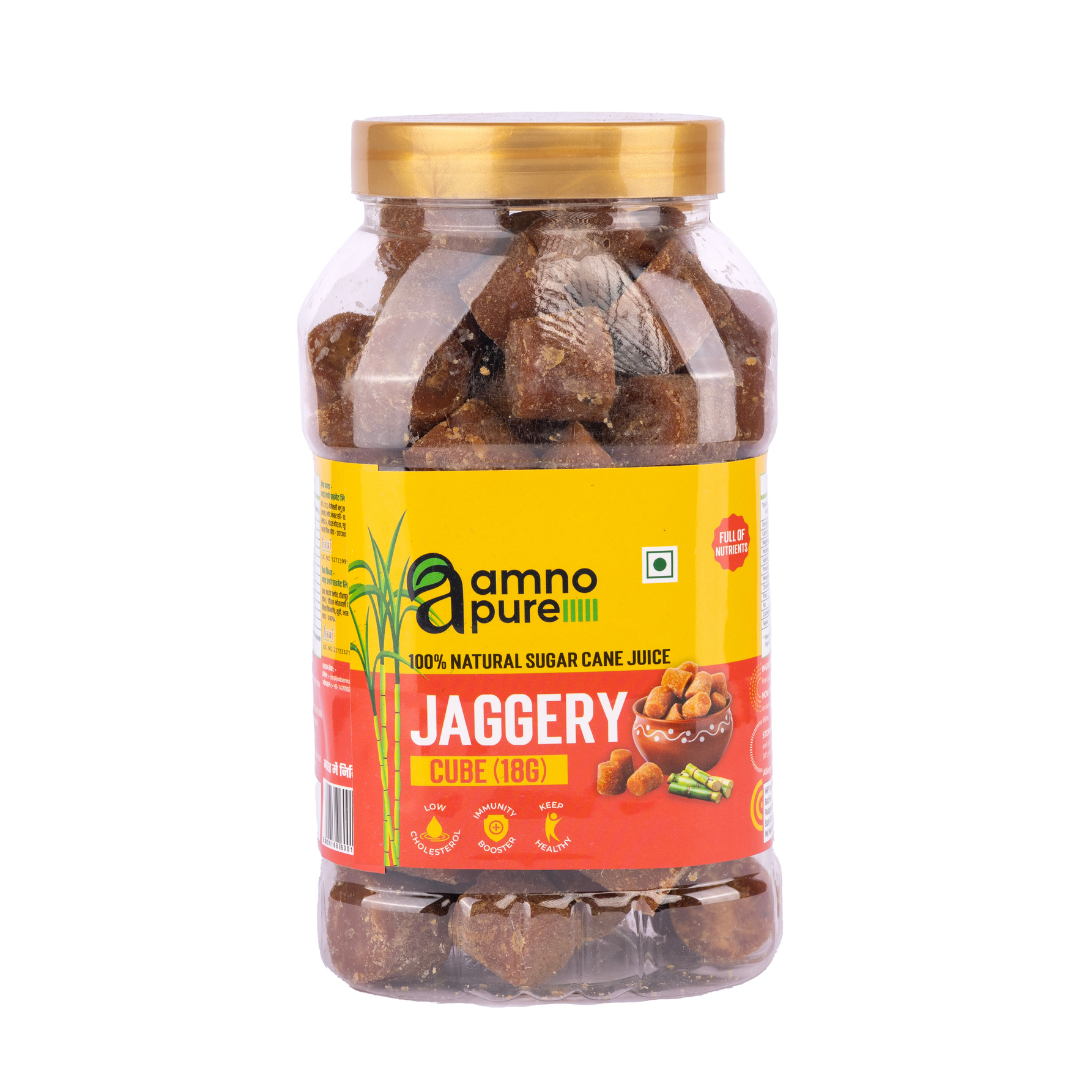 Jaggery Cubel 18G Natural Sugarcane Amno Pure -Pet Jar 900G Pack