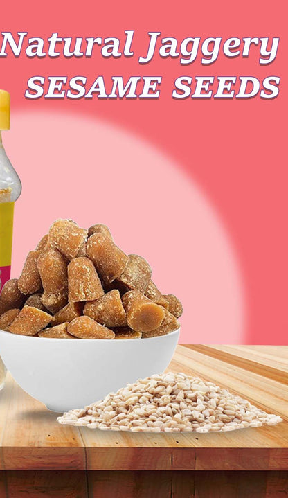 Jaggery with Sesame Seeds Natural Sugarcane Amno Pure- Pouch 900G Pack